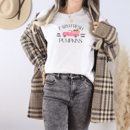 Farm Fresh Pumpkins Pink Truck T Shirt - FallHallowsT Shirt