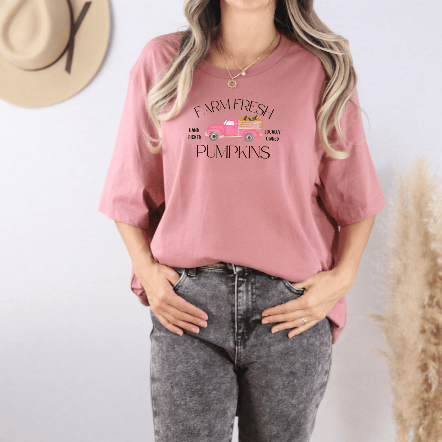 Farm Fresh Pumpkins Pink Truck T Shirt - FallHallowsT Shirt