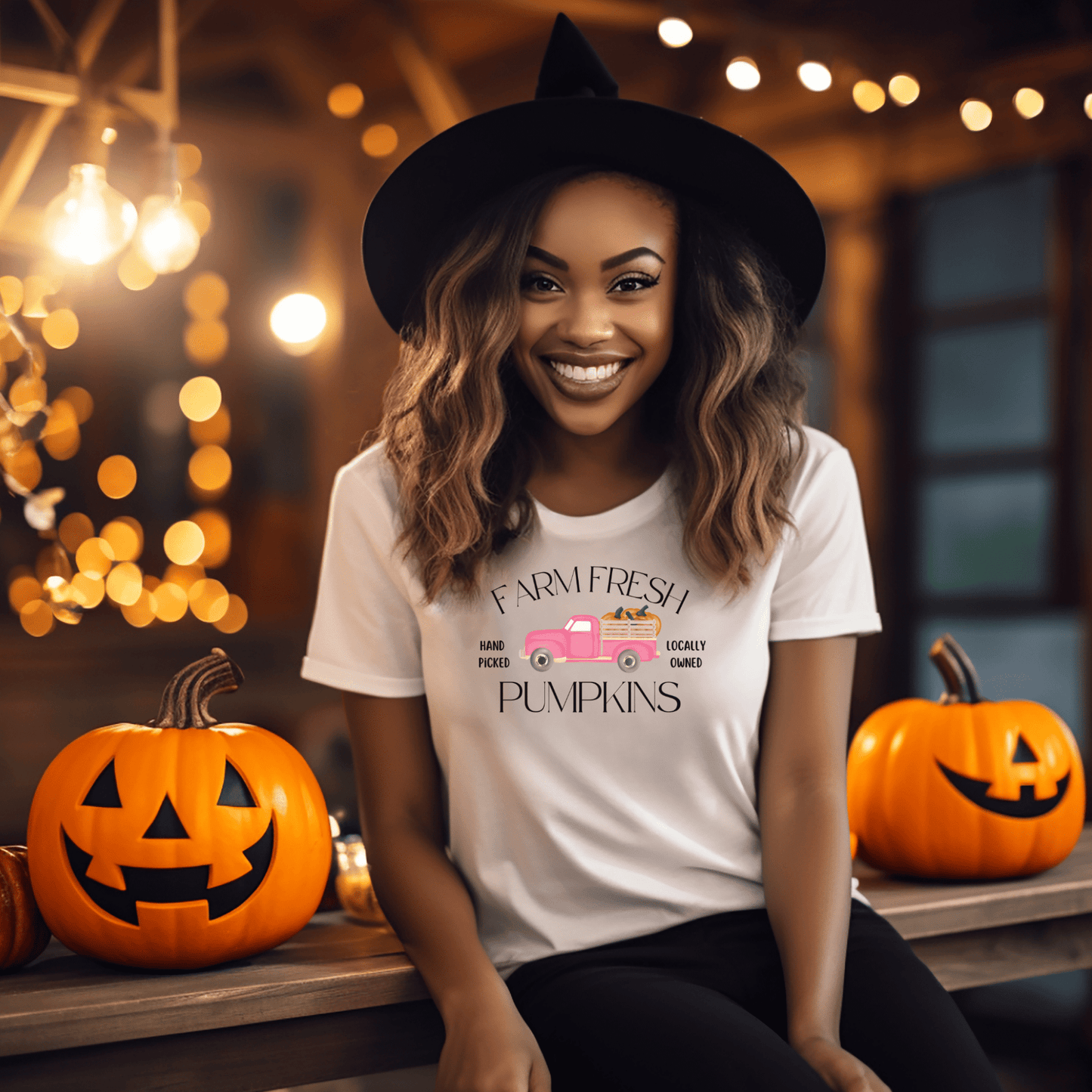 Farm Fresh Pumpkins Pink Truck T Shirt - FallHallowsT Shirt