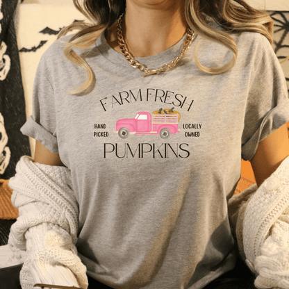 Farm Fresh Pumpkins Pink Truck T Shirt - FallHallowsT Shirt