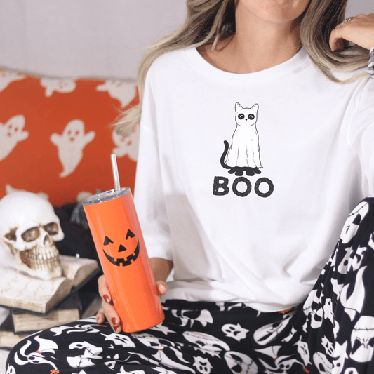 Ghost Cat BOO T Shirt - FallHallowsT Shirt