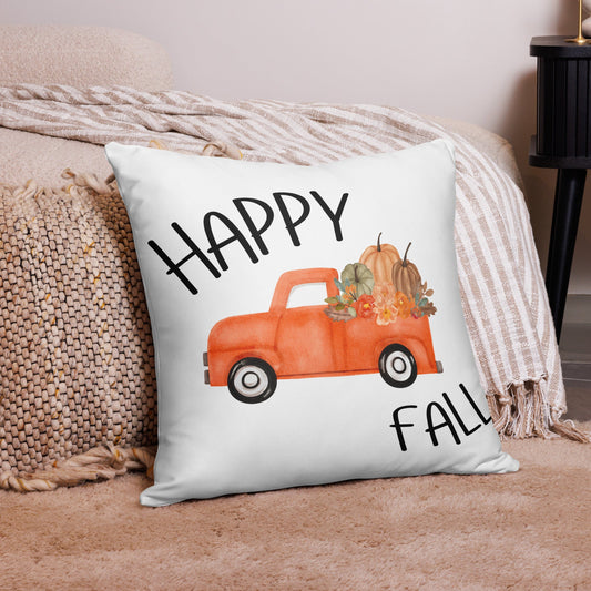 Happy Fall Truck Throw Pillow - FallHallowsThrow Pillow