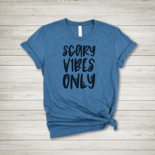Scary Vibes Only TShirt - Spider Web - FallHallowsT Shirt