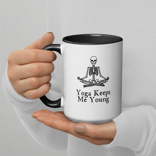 Yoga Keeps Me Young Skeleton Mug - FallHallowsMug